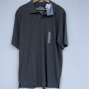NWT Alpine Lake Outfitters Charcoal Heather Ribbed Gray Polo Size Large